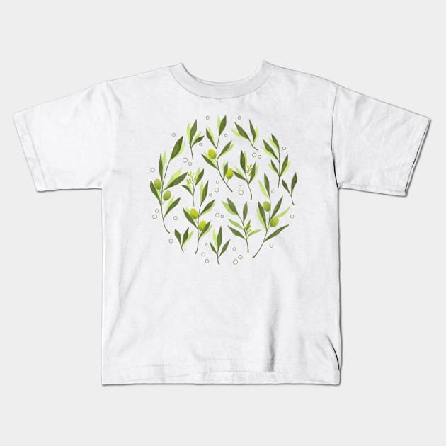 Green Olive Kids T-Shirt by Tebscooler